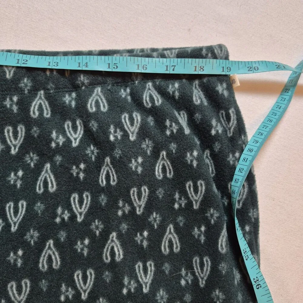 Lucky Brand Women's Wishbone Fleece Pajama Set Size 1X Green Button-Up